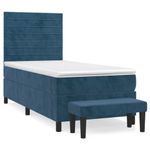 Casa si Gradina - Mobilier - Paturi si accesorii - Paturi - Pat box spring cu saltea, albastru inchis, 80x200 cm, catifea - Infinity.ro