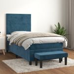 Casa si Gradina - Mobilier - Paturi si accesorii - Paturi - Pat box spring cu saltea, albastru inchis, 80x200 cm, catifea - Infinity.ro