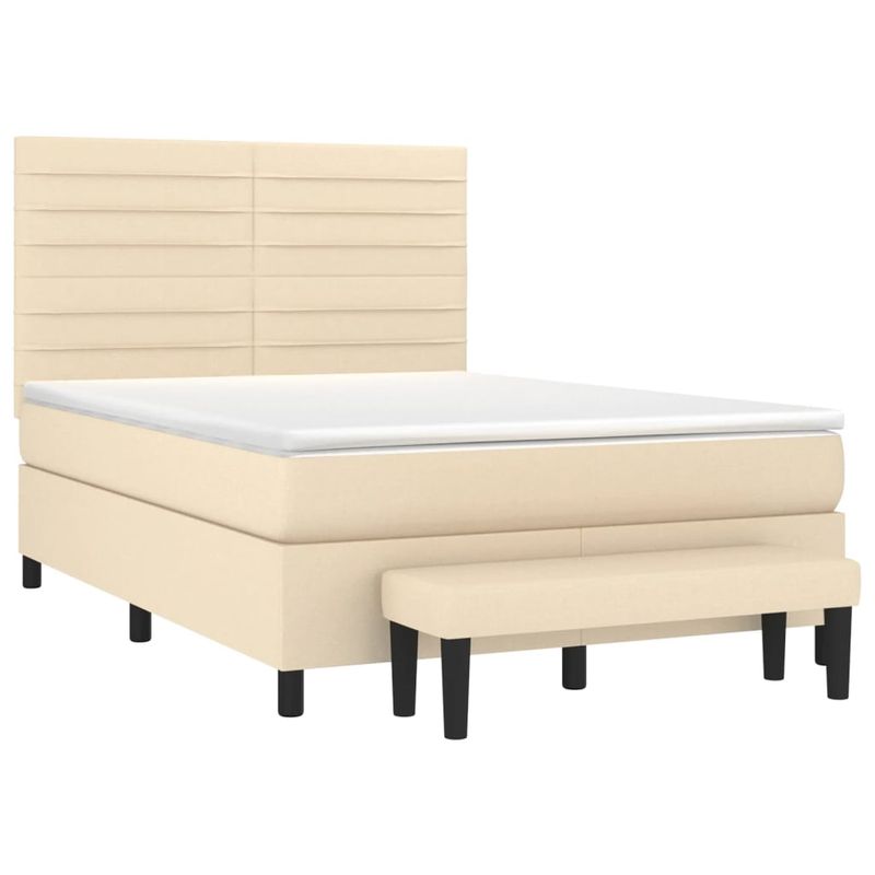 Casa si Gradina - Mobilier - Paturi si accesorii - Paturi - Pat box spring cu saltea, crem, 140x200 cm, textil - Infinity.ro