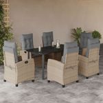 Casa si Gradina - Gradina si terasa - Mobilier exterior - Seturi mobila gradina - Set mobilier pentru gradina, 7 piese, cu perne, bej, poliratan - Infinity.ro