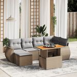 Casa si Gradina - Gradina si terasa - Mobilier exterior - Seturi mobila gradina - Set canapele de gradina, 7 piese, cu perne, bej, poliratan - Infinity.ro
