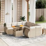 Casa si Gradina - Gradina si terasa - Mobilier exterior - Seturi mobila gradina - Set canapele de gradina, 9 piese, cu perne, bej, poliratan - Infinity.ro