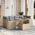 Casa si Gradina - Gradina si terasa - Mobilier exterior - Seturi mobila gradina - Set canapele de gradina, 7 piese, cu perne, bej, poliratan - Infinity.ro