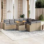 Casa si Gradina - Gradina si terasa - Mobilier exterior - Seturi mobila gradina - Set canapele de gradina cu perne, 10 piese, bej, poliratan - Infinity.ro