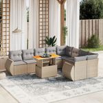 Casa si Gradina - Gradina si terasa - Mobilier exterior - Seturi mobila gradina - Set canapele de gradina cu perne, 10 piese, bej, poliratan - Infinity.ro