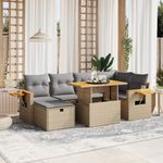 Casa si Gradina - Gradina si terasa - Mobilier exterior - Seturi mobila gradina - Set canapele de gradina, 7 piese, cu perne, bej, poliratan - Infinity.ro