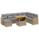 Casa si Gradina - Gradina si terasa - Mobilier exterior - Seturi mobila gradina - Set canapele de gradina, 9 piese, cu perne, bej, poliratan - Infinity.ro