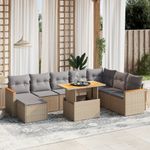Casa si Gradina - Gradina si terasa - Mobilier exterior - Seturi mobila gradina - Set canapele de gradina, 9 piese, cu perne, bej, poliratan - Infinity.ro