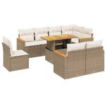 Casa si Gradina - Gradina si terasa - Mobilier exterior - Seturi mobila gradina - Set canapele de gradina, 9 piese, cu perne, bej, poliratan - Infinity.ro