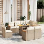 Casa si Gradina - Gradina si terasa - Mobilier exterior - Seturi mobila gradina - Set canapele de gradina, 9 piese, cu perne, bej, poliratan - Infinity.ro