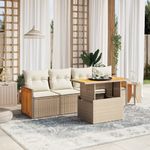 Casa si Gradina - Gradina si terasa - Mobilier exterior - Seturi mobila gradina - Set canapele de gradina cu perne, 5 piese, bej, poliratan - Infinity.ro