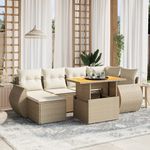 Casa si Gradina - Gradina si terasa - Mobilier exterior - Seturi mobila gradina - Set canapele de gradina, 7 piese, cu perne, bej, poliratan - Infinity.ro