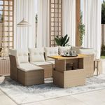 Casa si Gradina - Gradina si terasa - Mobilier exterior - Seturi mobila gradina - Set canapele de gradina, 7 piese, cu perne, bej, poliratan - Infinity.ro