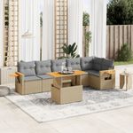 Casa si Gradina - Gradina si terasa - Mobilier exterior - Seturi mobila gradina - Set canapele de gradina, 7 piese, cu perne, bej, poliratan - Infinity.ro