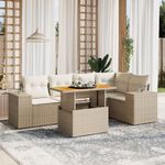 Casa si Gradina - Gradina si terasa - Mobilier exterior - Seturi mobila gradina - Set canapele de gradina cu perne, 6 piese, bej, poliratan - Infinity.ro
