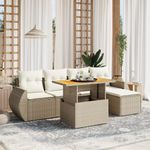 Casa si Gradina - Gradina si terasa - Mobilier exterior - Seturi mobila gradina - Set canapele de gradina cu perne, 6 piese, bej, poliratan - Infinity.ro