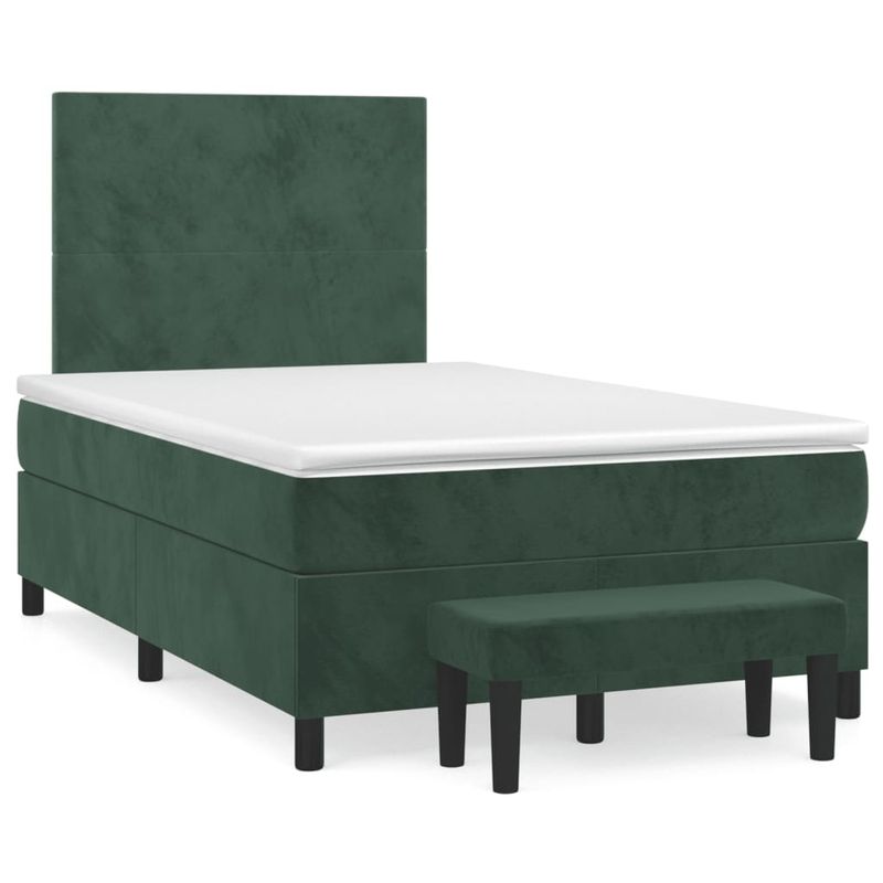 Casa si Gradina - Mobilier - Paturi si accesorii - Paturi - Pat box spring cu saltea, verde inchis, 120x190 cm, catifea - Infinity.ro