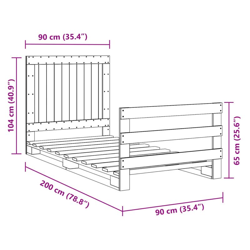 Casa si Gradina - Mobilier - Paturi si accesorii - Paturi - Cadru de pat cu tablie, 90x200 cm, lemn masiv de pin - Infinity.ro