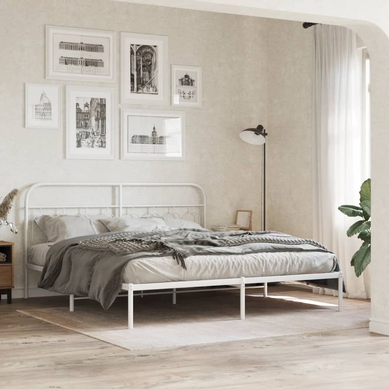 Casa si Gradina - Mobilier - Paturi si accesorii - Accesorii paturi - Tablie de pat metalica, alb, 193 cm - Infinity.ro
