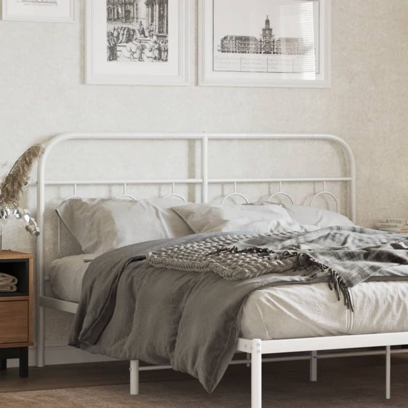 Casa si Gradina - Mobilier - Paturi si accesorii - Accesorii paturi - Tablie de pat metalica, alb, 137 cm - Infinity.ro
