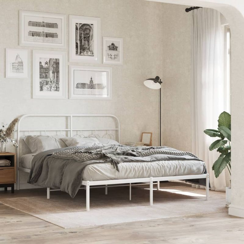 Casa si Gradina - Mobilier - Paturi si accesorii - Accesorii paturi - Tablie de pat metalica, alb, 137 cm - Infinity.ro