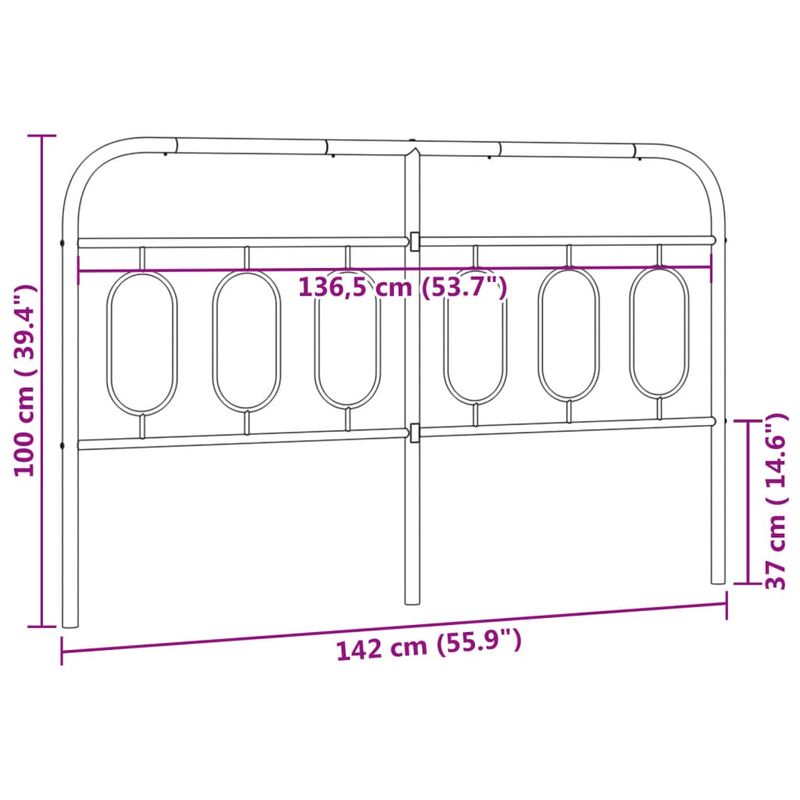 Casa si Gradina - Mobilier - Paturi si accesorii - Accesorii paturi - Tablie de pat metalica, alb, 137 cm - Infinity.ro