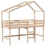 Casa si Gradina - Mobilier - Paturi si accesorii - Paturi - Pat etajat cu scara si acoperis, alb, 90x190 cm, lemn masiv pin - Infinity.ro