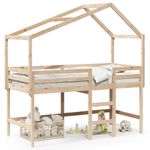 Casa si Gradina - Mobilier - Paturi si accesorii - Paturi - Pat etajat cu scara si acoperis, alb, 90x190 cm, lemn masiv pin - Infinity.ro