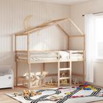 Casa si Gradina - Mobilier - Paturi si accesorii - Paturi - Pat etajat cu scara si acoperis, alb, 90x190 cm, lemn masiv pin - Infinity.ro