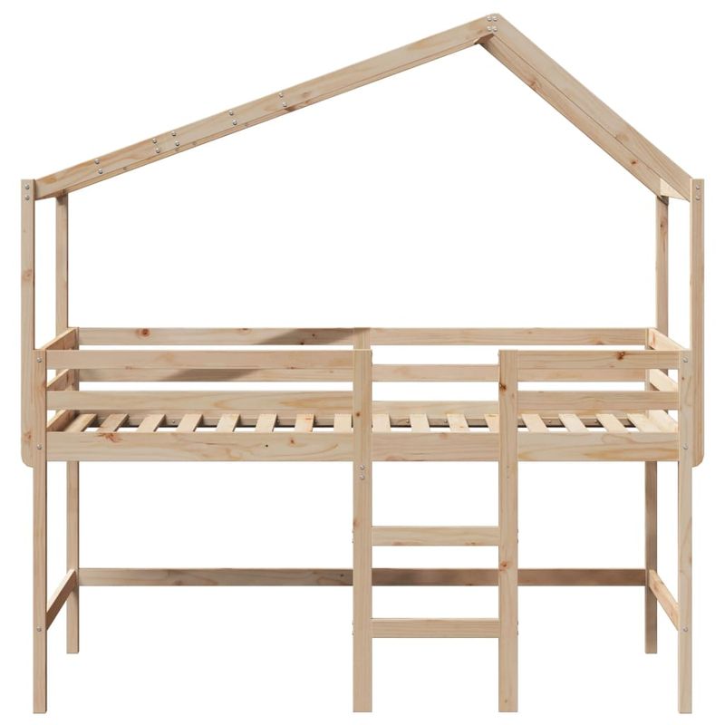 Casa si Gradina - Mobilier - Paturi si accesorii - Paturi - Pat etajat cu scara si acoperis, alb, 90x190 cm, lemn masiv pin - Infinity.ro
