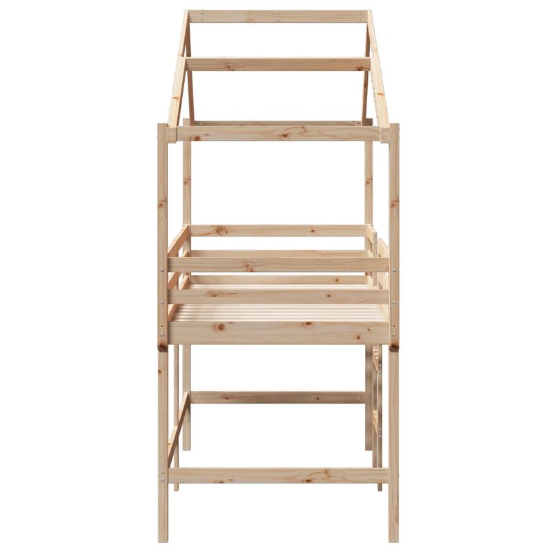 Casa si Gradina - Mobilier - Paturi si accesorii - Paturi - Pat etajat cu scara si acoperis, alb, 90x190 cm, lemn masiv pin - Infinity.ro