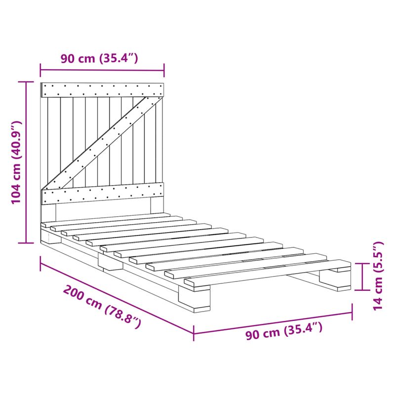 Casa si Gradina - Mobilier - Paturi si accesorii - Paturi - Cadru de pat cu tablie, 90x200 cm, lemn masiv de pin - Infinity.ro