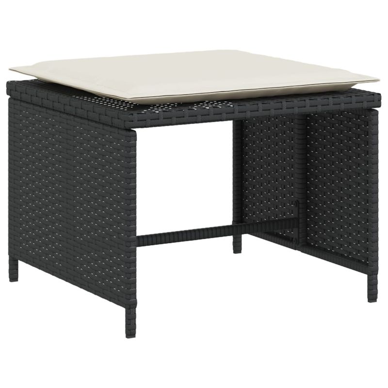 Casa si Gradina - Gradina si terasa - Mobilier exterior - Scaune si sezlonguri gradina - Scaun de gradina cu taburet, negru, poliratan - Infinity.ro