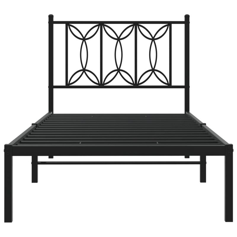 Casa si Gradina - Mobilier - Paturi si accesorii - Paturi - Cadru de pat metalic cu tablie, negru, 90x190 cm - Infinity.ro