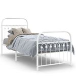 Casa si Gradina - Mobilier - Paturi si accesorii - Paturi - Cadru de pat metalic cu tablie de cap/picioare, alb, 80x200 cm - Infinity.ro
