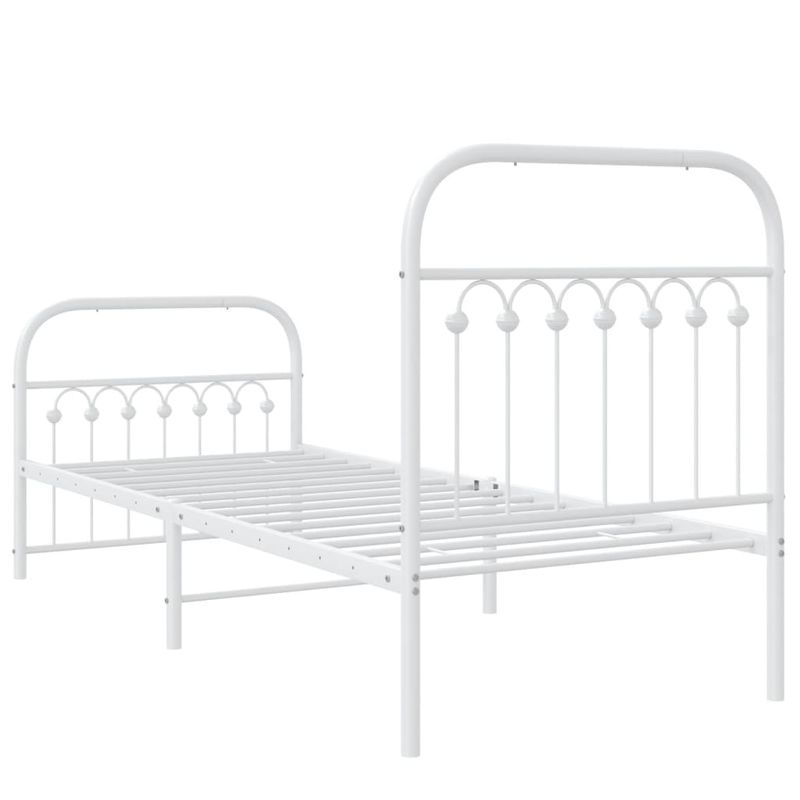 Casa si Gradina - Mobilier - Paturi si accesorii - Paturi - Cadru de pat metalic cu tablie de cap/picioare, alb, 80x200 cm - Infinity.ro