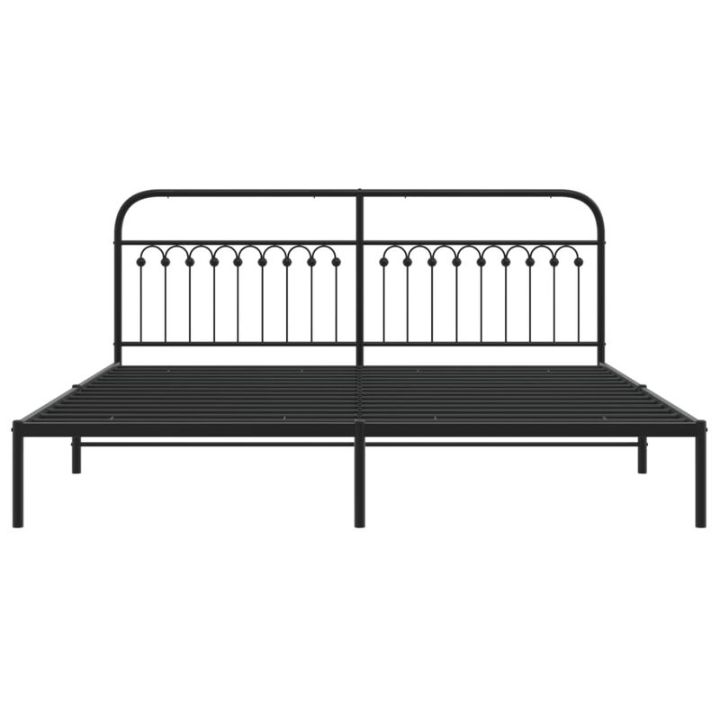 Casa si Gradina - Mobilier - Paturi si accesorii - Paturi - Cadru de pat metalic cu tablie, negru, 200x200 cm - Infinity.ro