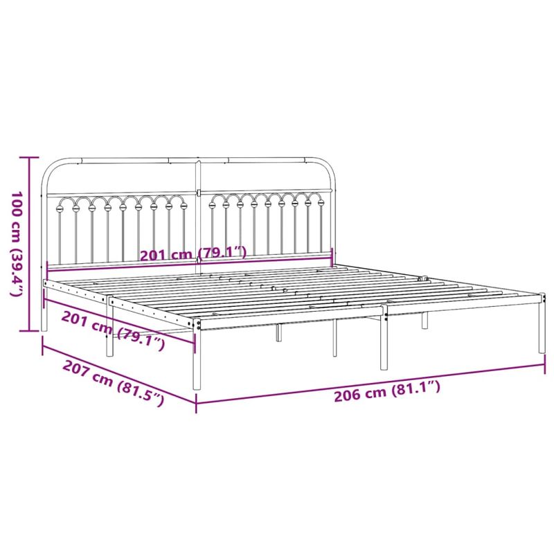Casa si Gradina - Mobilier - Paturi si accesorii - Paturi - Cadru de pat metalic cu tablie, negru, 200x200 cm - Infinity.ro