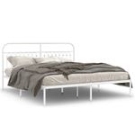 Casa si Gradina - Mobilier - Paturi si accesorii - Paturi - Cadru de pat metalic cu tablie, alb, 183x203 cm - Infinity.ro