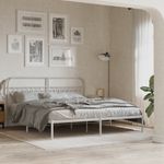 Casa si Gradina - Mobilier - Paturi si accesorii - Paturi - Cadru de pat metalic cu tablie, alb, 183x203 cm - Infinity.ro