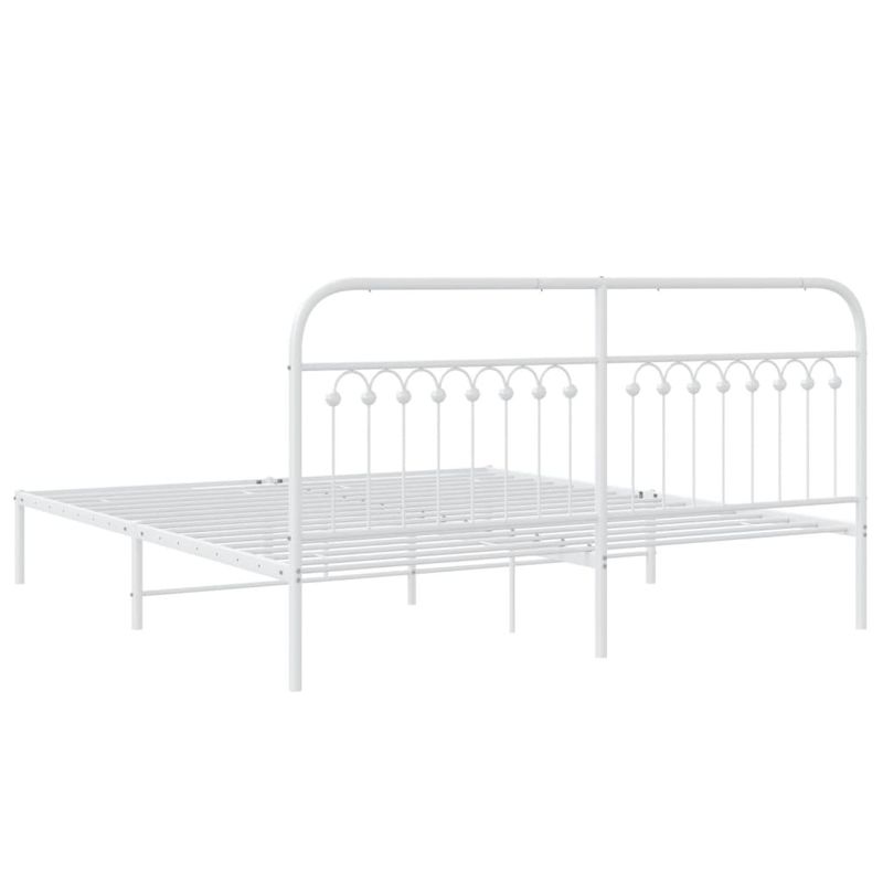 Casa si Gradina - Mobilier - Paturi si accesorii - Paturi - Cadru de pat metalic cu tablie, alb, 183x203 cm - Infinity.ro