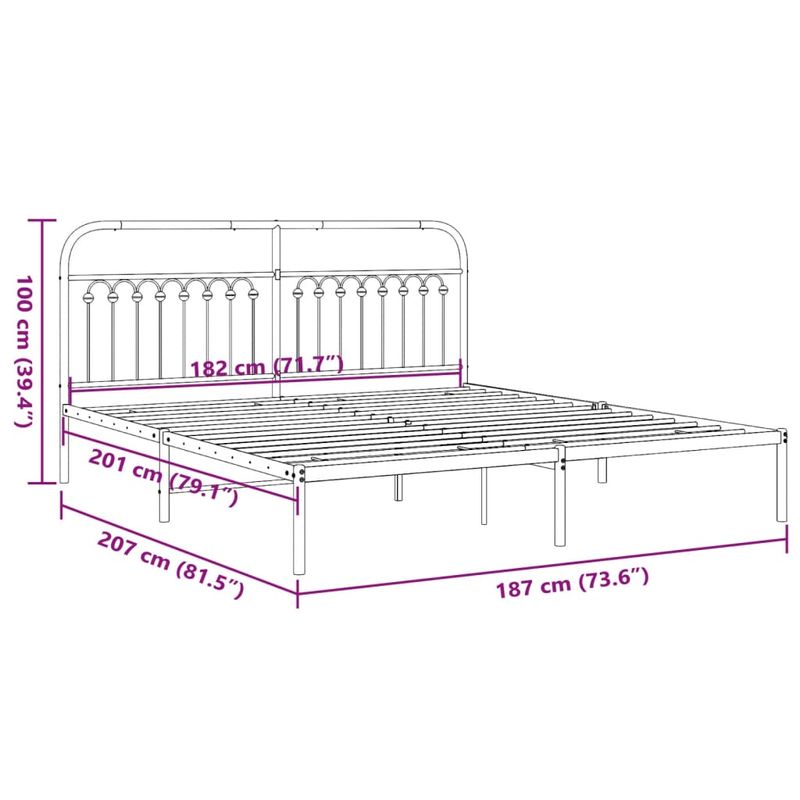 Casa si Gradina - Mobilier - Paturi si accesorii - Paturi - Cadru de pat metalic cu tablie, alb, 183x203 cm - Infinity.ro