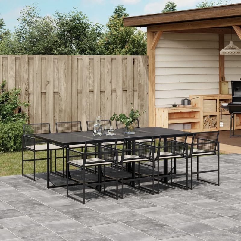 Casa si Gradina - Gradina si terasa - Mobilier exterior - Seturi mobila gradina - Set mobilier de gradina cu perne, 9 piese, negru, poliratan - Infinity.ro