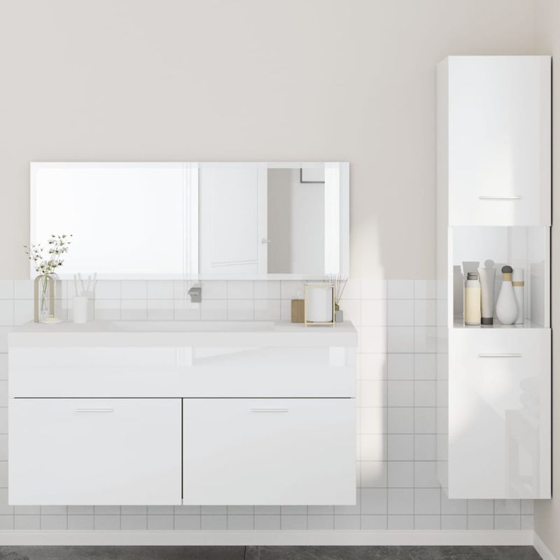Casa si Gradina - Mobilier - Seturi de mobilier - Seturi baie - Set mobilier de baie, 3 piese, alb extralucios, lemn compozit - Infinity.ro