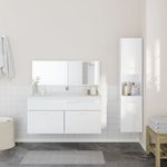 Casa si Gradina - Mobilier - Seturi de mobilier - Seturi baie - Set mobilier de baie, 3 piese, alb extralucios, lemn compozit - Infinity.ro