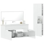 Casa si Gradina - Mobilier - Seturi de mobilier - Seturi baie - Set mobilier de baie, 3 piese, alb extralucios, lemn compozit - Infinity.ro