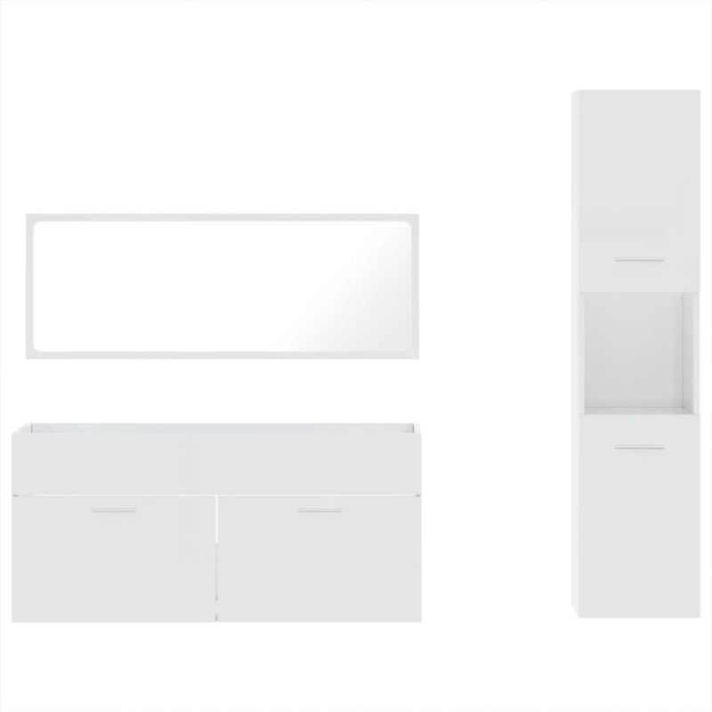 Casa si Gradina - Mobilier - Seturi de mobilier - Seturi baie - Set mobilier de baie, 3 piese, alb extralucios, lemn compozit - Infinity.ro