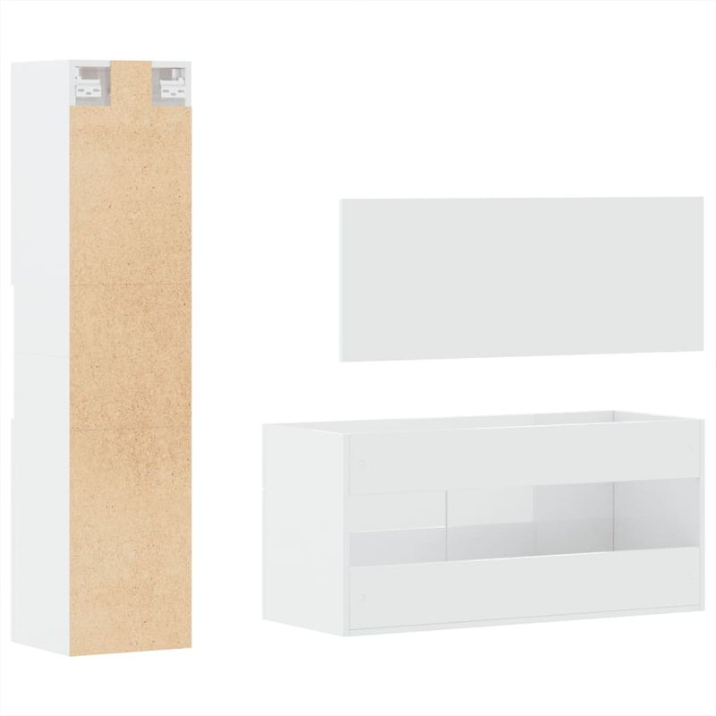 Casa si Gradina - Mobilier - Seturi de mobilier - Seturi baie - Set mobilier de baie, 3 piese, alb extralucios, lemn compozit - Infinity.ro