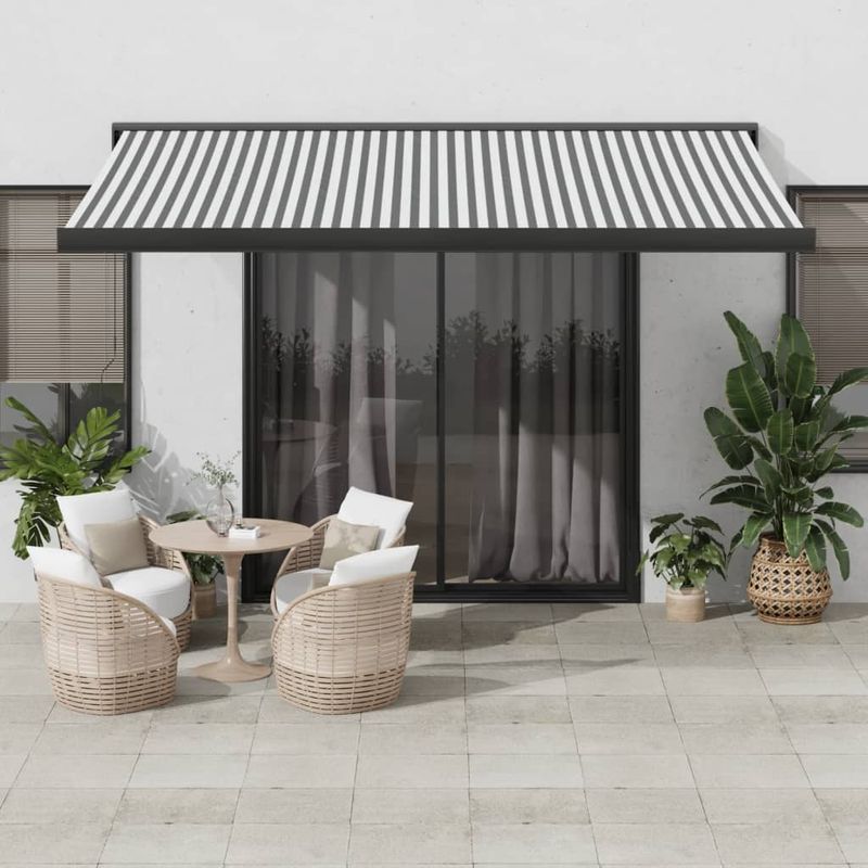 Casa si Gradina - Gradina si terasa - Umbrele si pavilioane - Umbrele - Copertina retractabila antracit/alb, 4,5x3 m, textil/aluminiu - Infinity.ro