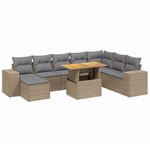 Casa si Gradina - Gradina si terasa - Mobilier exterior - Seturi mobila gradina - Set canapele de gradina, 9 piese, cu perne, bej, poliratan - Infinity.ro